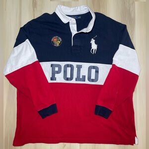 Polo Ralph Lauren “polo” Rugby Men’s Sz 3XB Polo Big Pony Red, White And Blue